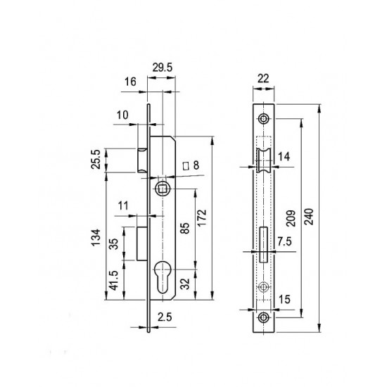 Elzett Portálzár 3398 16/85/22 mm Elzett Portálzár 3398 16/85/22 mm