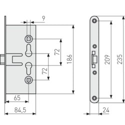 Tűzgátló ajtózár ABUS 65/72 mm